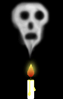 animierte Kerze mit einem Totenkopf
