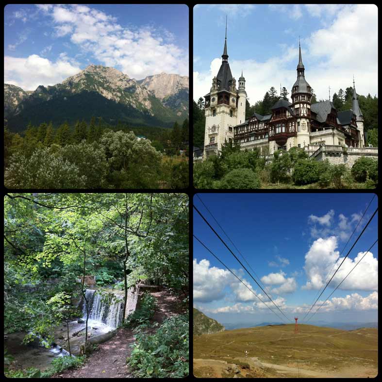 Foto-Collage Schloss und Berglandschaft