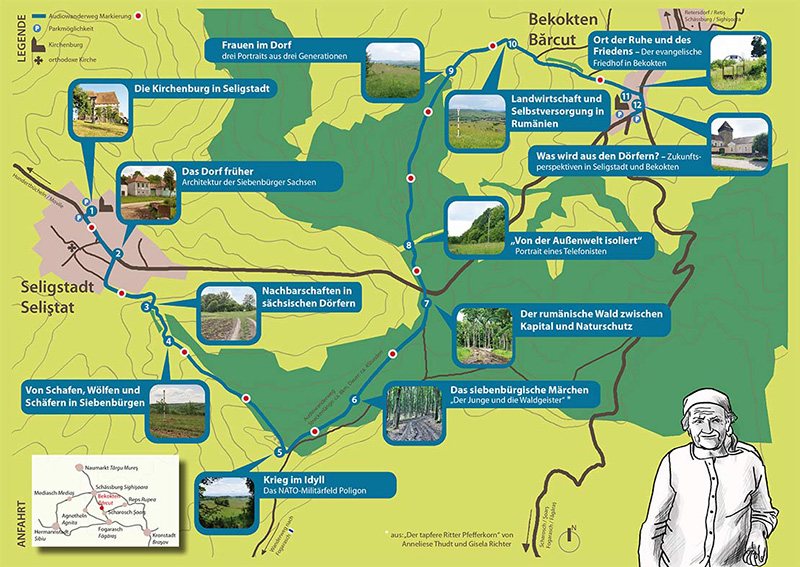 gemalte Landkarte des Audiowanderweges