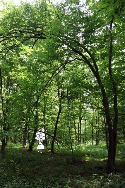 Gespenst hinter einem Baum