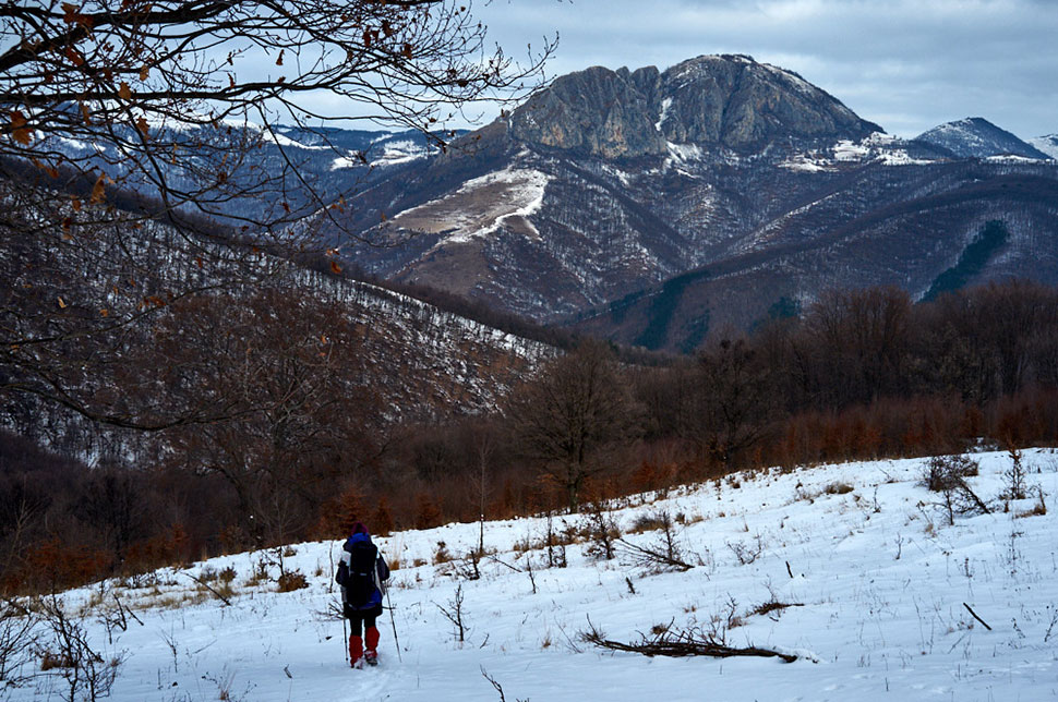 Winterwanderung durch Berglandschaft