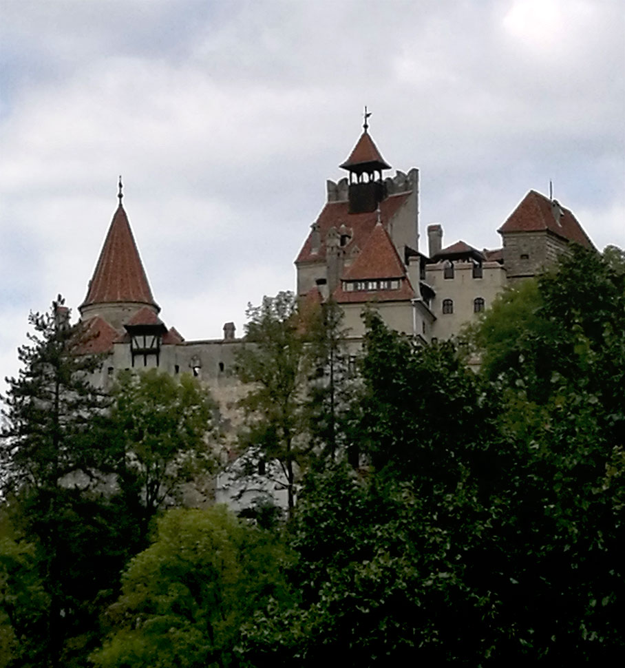 Draculaschloss hinter Bäumen