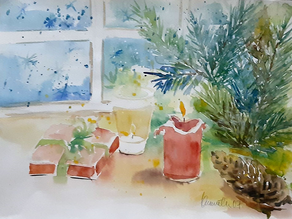 gemaltes Weihnachtsbild
