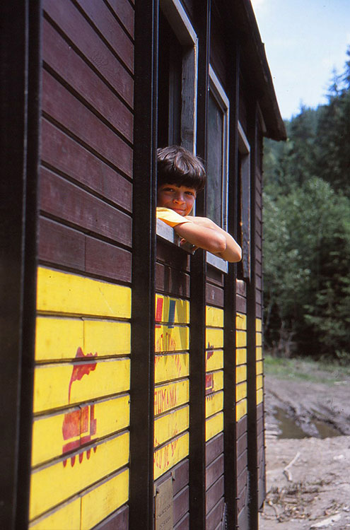 Foto vom Michele aus einem Zugfenster schauend