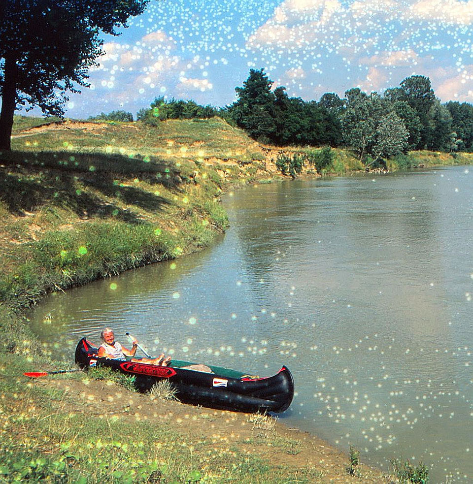 Boot liegt an der Uferböschung