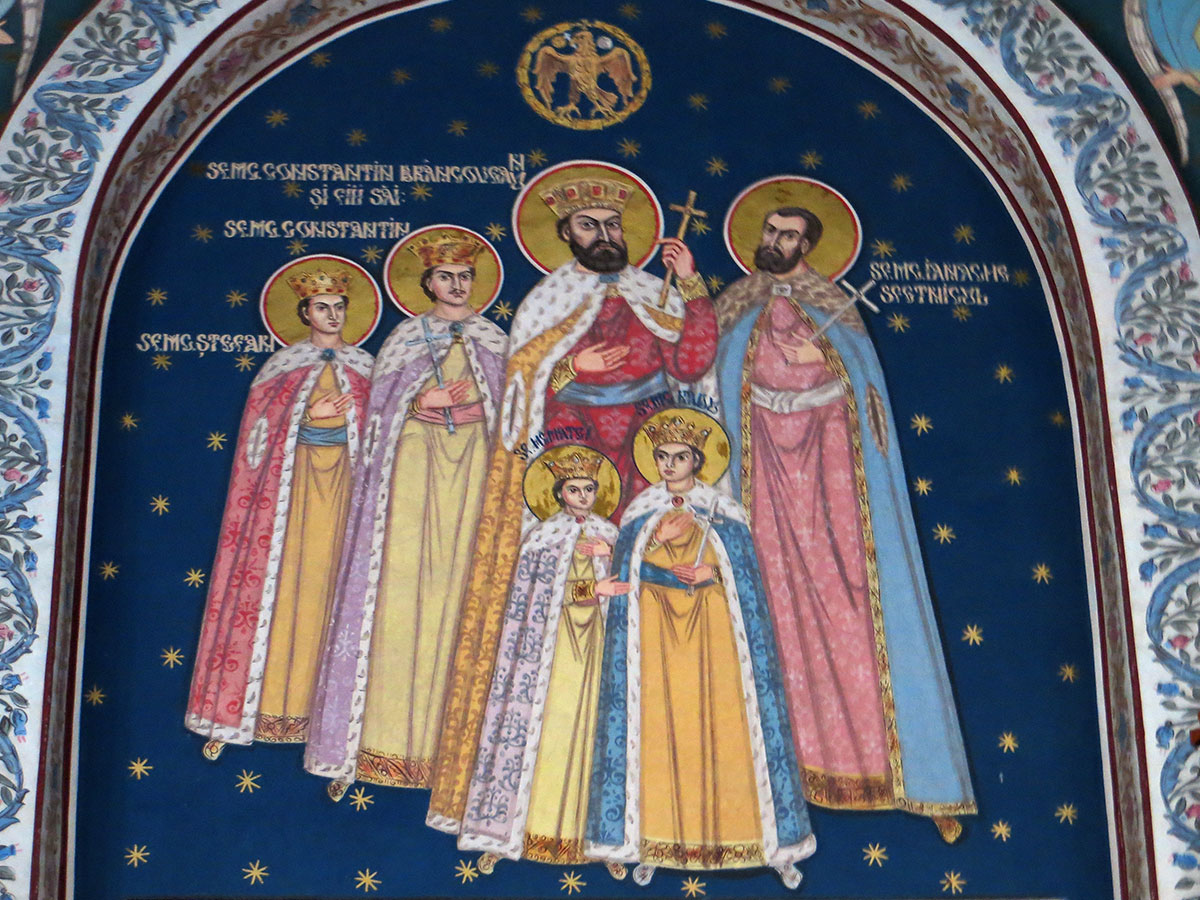 Freskenbild mit Heiligen