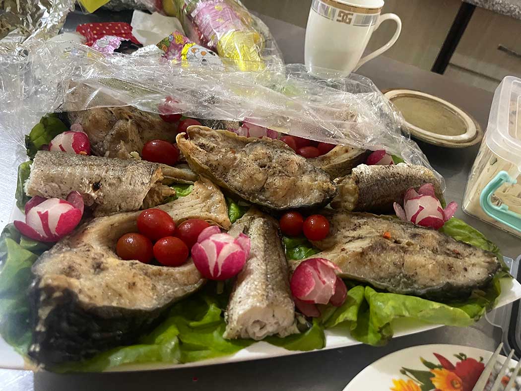 Teller voller Fischstücke