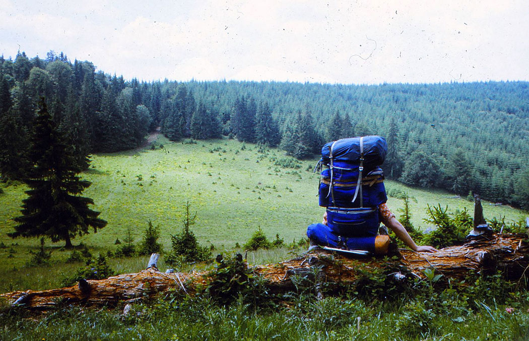 Wanderer in Berglandschaft