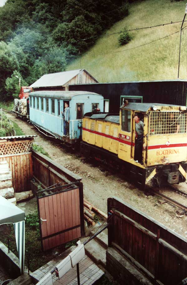 Zug mit Anhänger und Traktor